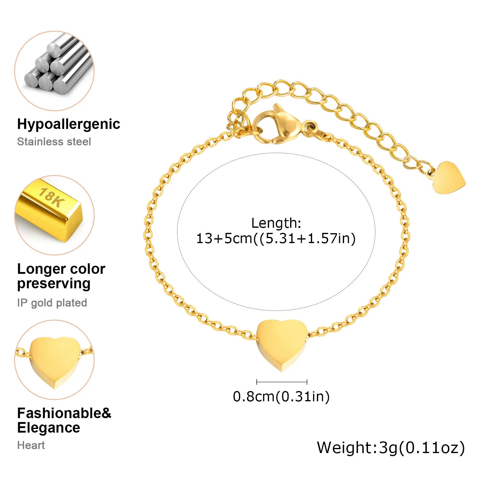 Einfache kleine Herz-Charm-Fußkettchen für Mädchen und Kinder, Anti-Allergie-Edelstahl-Armbänder für Kinder, Knöchelkette, Fußschmuck, Geschenk