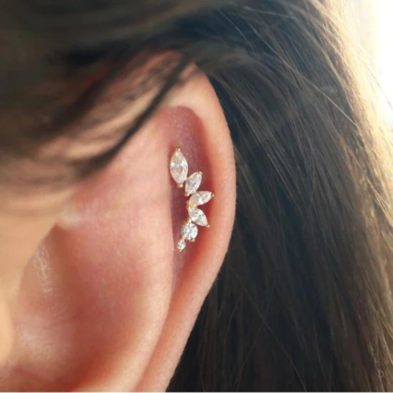 925 Sterling Silver 1pc, Geometry Multi Piercing Stud Earrings For Women, K Gold Simple Elegant Tassel Jewelry, beautiful Gift