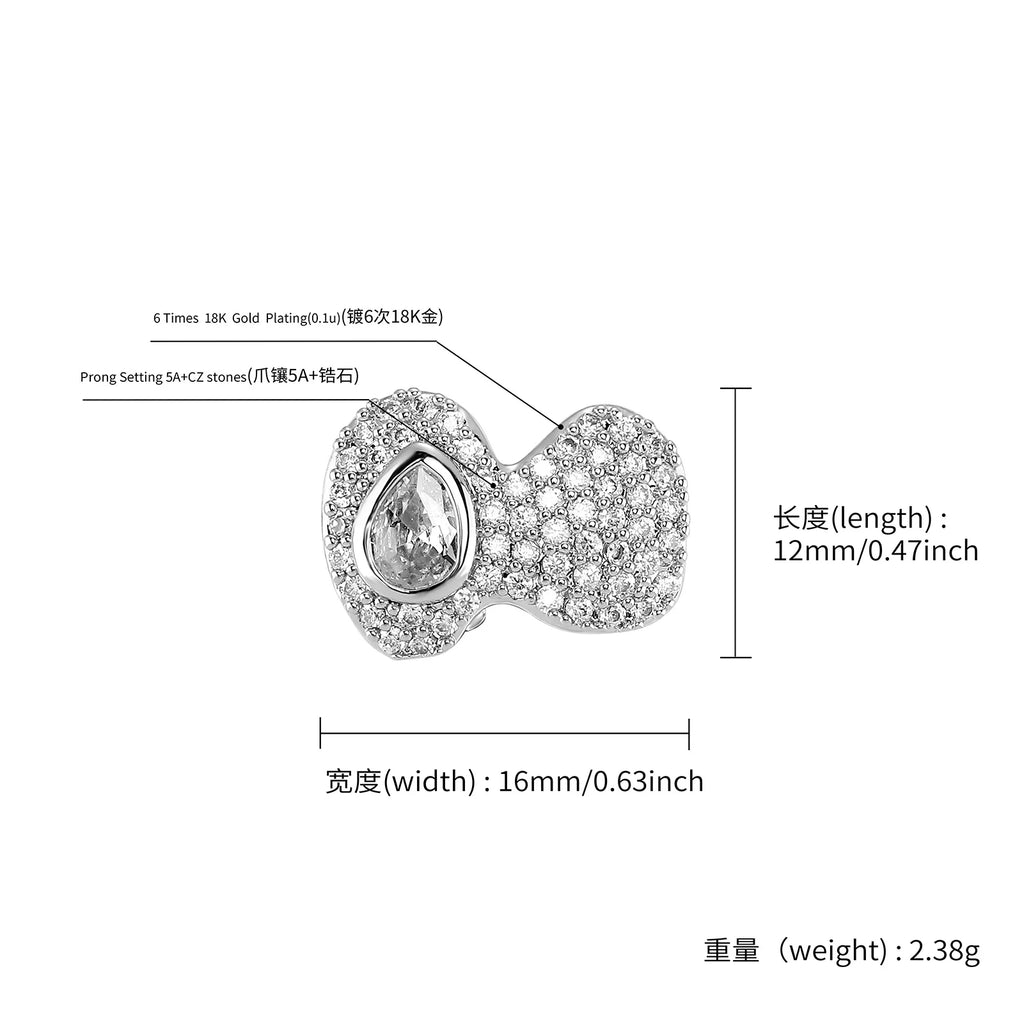 TOPGRILLZ Iced Out Full CZ Stone Teeth Grillz Braces Hip Hop Double Shiny Zircon Tooth Caps For Women Men Rapper Jewelry