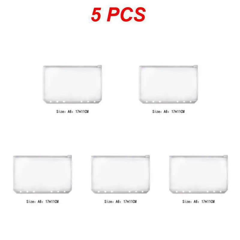 10-1PCS A5 File Holder Standard Transparent A6 A7 PVC Loose Leaf Budget Binder Pouch with Zipper Filing Organizer School Suppli