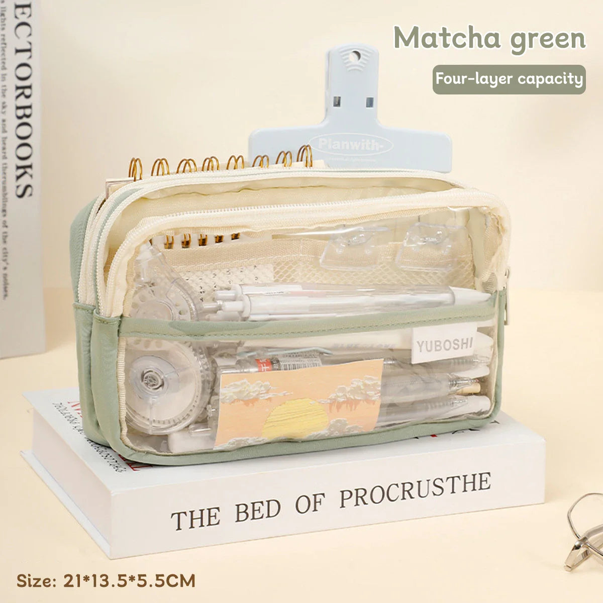 1Pc Transparent Four-Layer Pencil Bag Student Stationery Bag Large Capacity Storage Bag School Office Supplies Stationery