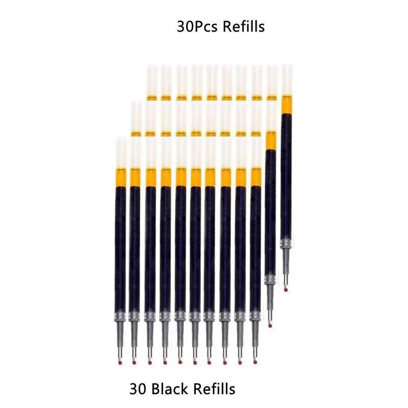 10/30PCS Gel Pens Refills Set Kawaii Stationery Writing Pen Black/Red/Blue Ink 0.5 mm Ballpoint Pen For Office & School Supplies