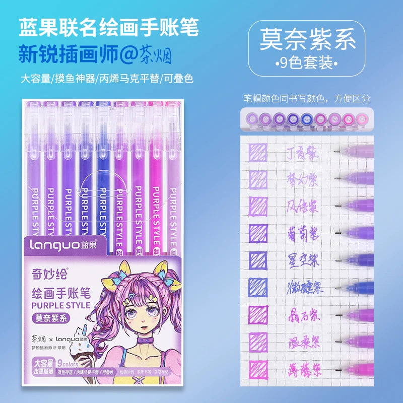 Kawaii Morandi Gray Pens, Functional Set Multi Color Gel Ink Pens, Beautiful Vintage Marker Liner Ballpoint Pen School And Office Stationery Gift Pen