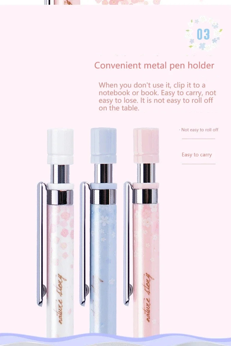 6Pcs/set Kawaii Lovely Fresh Cherry Sakura Mechanical Pencil  0.5mm Automatic Pencil for Student School Office Supplies