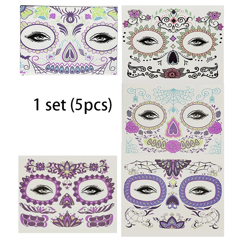 Face Festival Tattoo Costume Party Stickers Halloween Waterproof Temporary Tattoo Stickers Makeup Body Dress Up Decoration