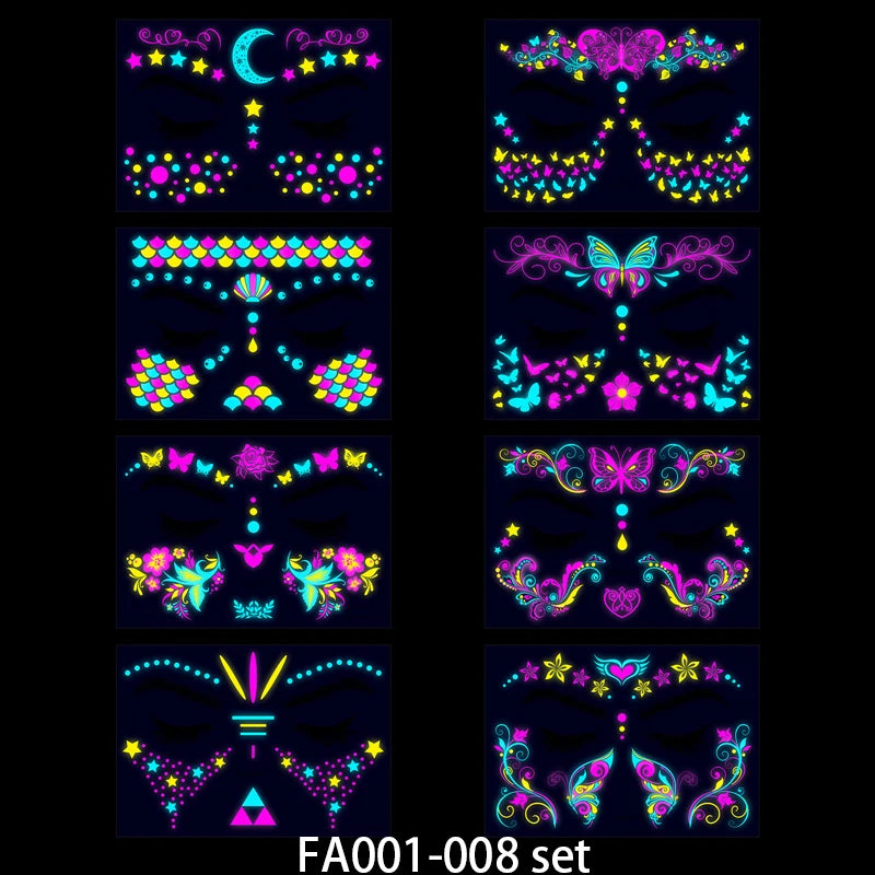 Face Festival Tattoo Costume Party Stickers Halloween Waterproof Temporary Tattoo Stickers Makeup Body Dress Up Decoration