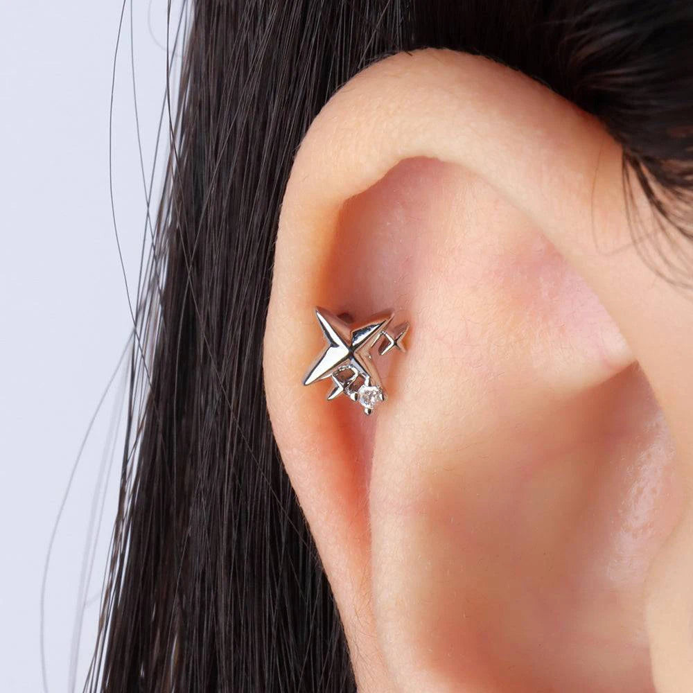 925 Sterling Silver 1pc, Geometry Multi Piercing Stud Earrings For Women, K Gold Simple Elegant Tassel Jewelry, beautiful Gift