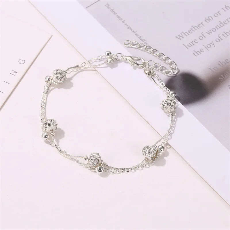 Neue Mode Sommer Strand Fuß Kette Schmuck Für Frauen Exquisite Gold Silber Farbe Glänzenden Strass Ankle Armbänder Fußkettchen