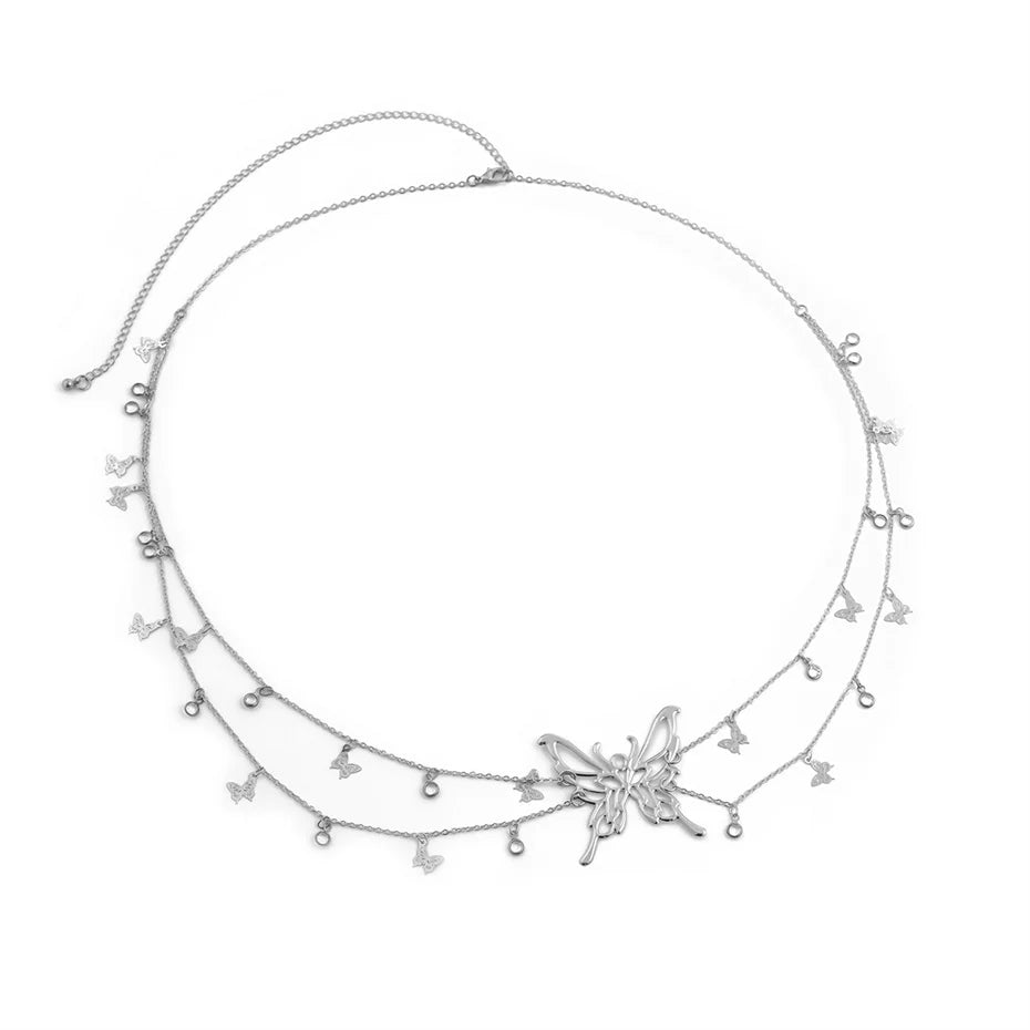 Boho Schmetterling Taille Bauch Gürtel Kette für Frauen Sommer Bikini Kristall Quaste Anhänger Link Körper Schmuck Geschenk