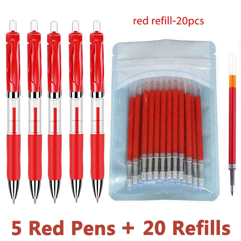 Retractable Ballpoint pen Set Black/red/blue ink for writing 0.5mm Gel Pen refills Office accessories school supplies Stationery