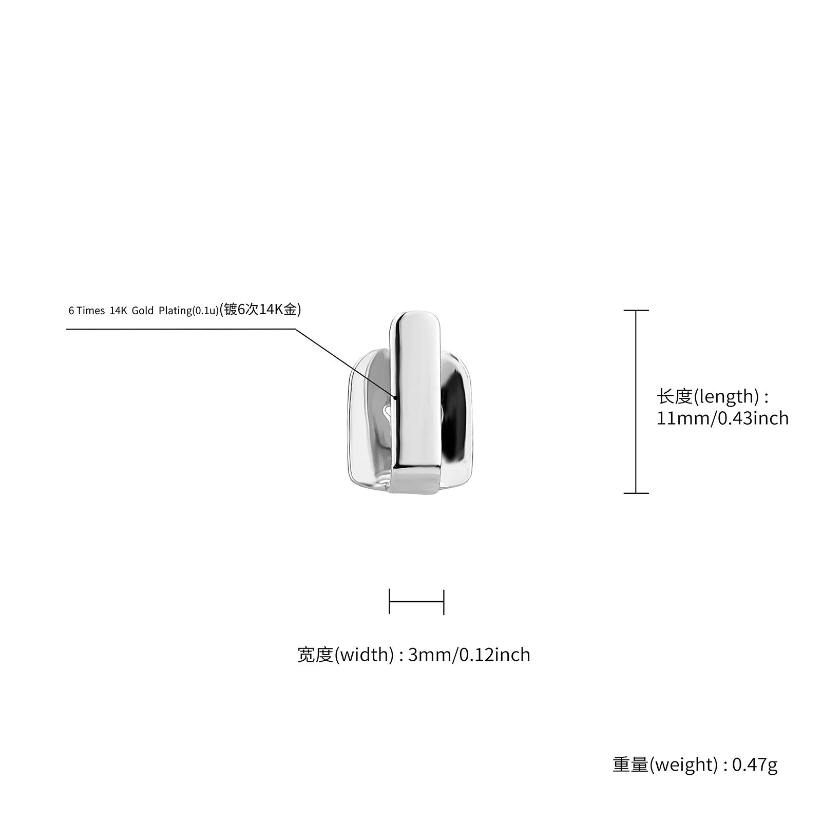 Nice Hip Hop Simple Glossy Long Stick Teeth Grillz 14K Gold Plated Vertical Bar Tooth Caps For Women Men Body Punk Jewelry