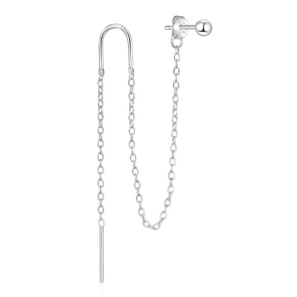 925 Sterling Silver 1pc, Geometry Multi Piercing Stud Earrings For Women, K Gold Simple Elegant Tassel Jewelry, beautiful Gift