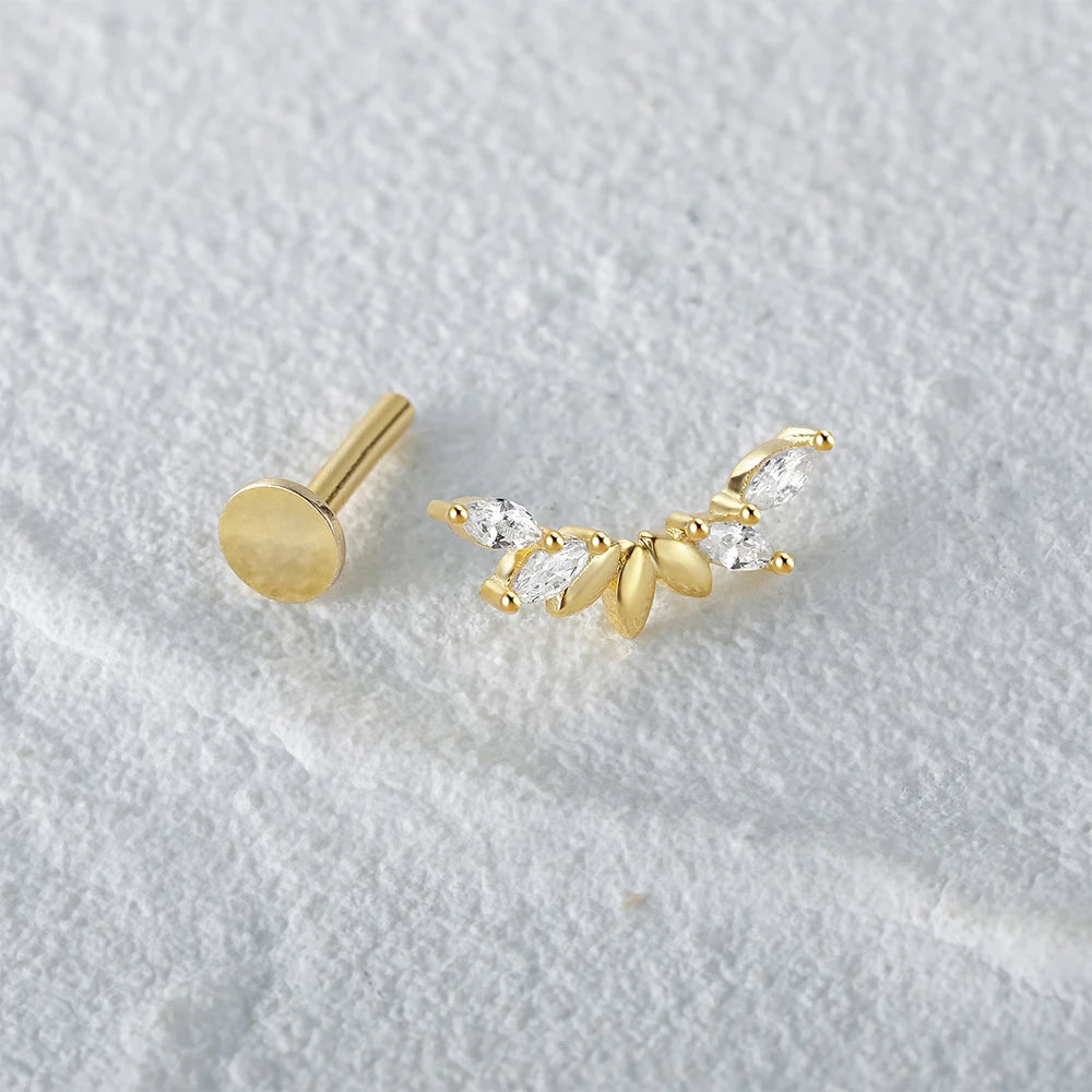 925 Sterling Silver 1pc, Geometry Multi Piercing Stud Earrings For Women, K Gold Simple Elegant Tassel Jewelry, beautiful Gift