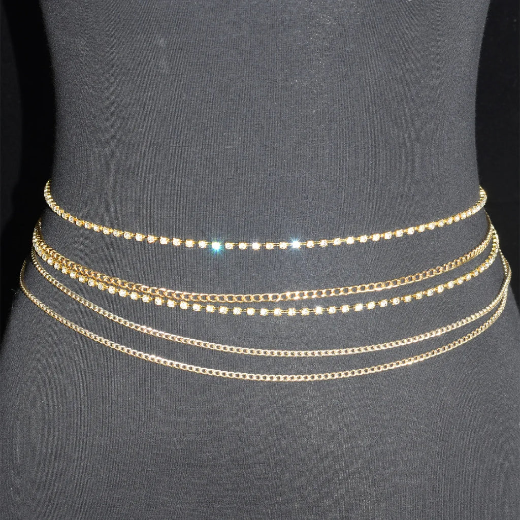 Sexy Shiny Women's Body Jewelry, Fashion Love Crystal Waist Chain With Rhinestone Music, Unique Beach Party Clothing Accessories