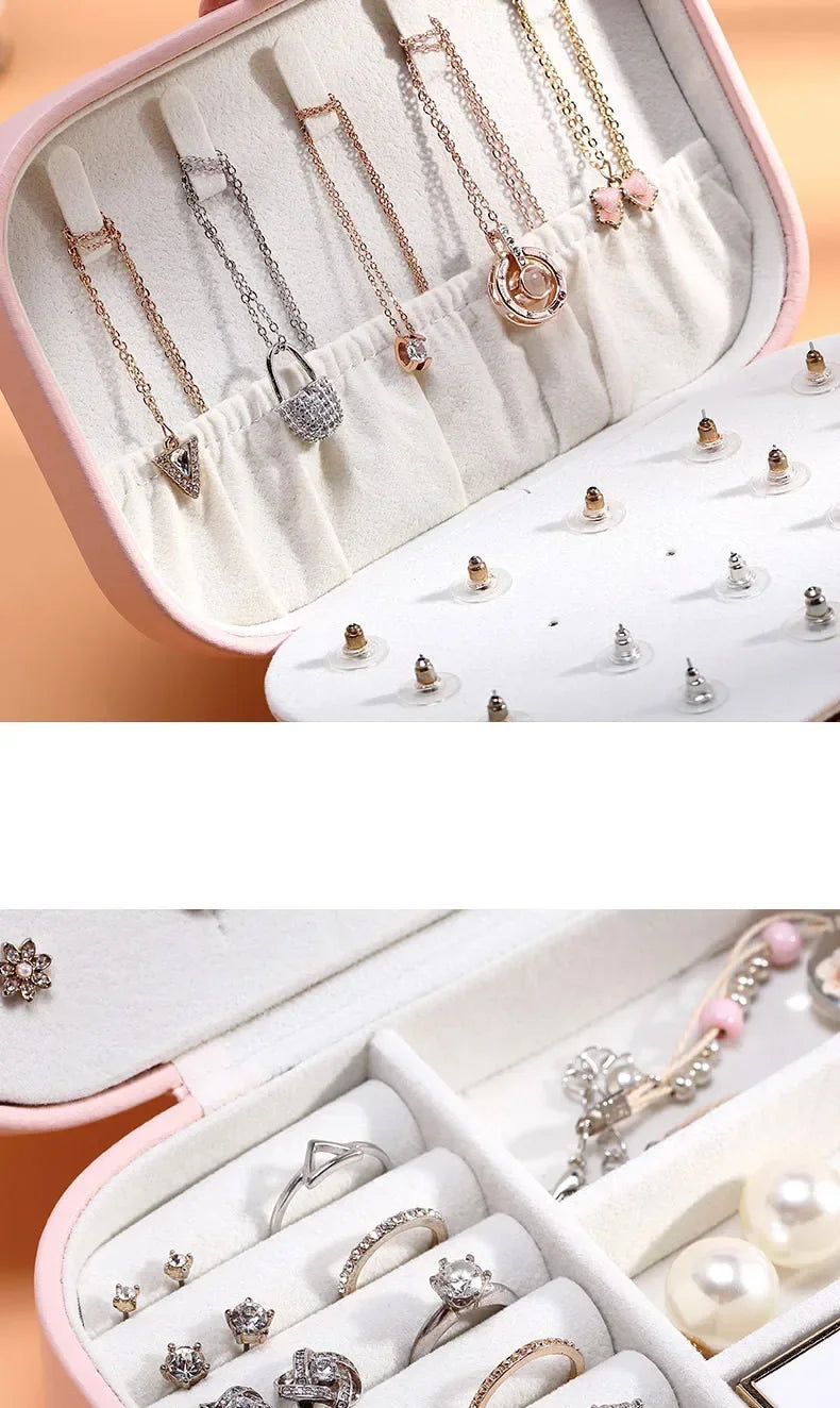Portable Jewelry Box Jewelry, Beautiful Boxes Button Leather Storage Zipper Jewelers, The Best Gift For Her, Kind Travel Organizer Storage Case For Accessories And Make Up, The Best Organizer Accessories For Home