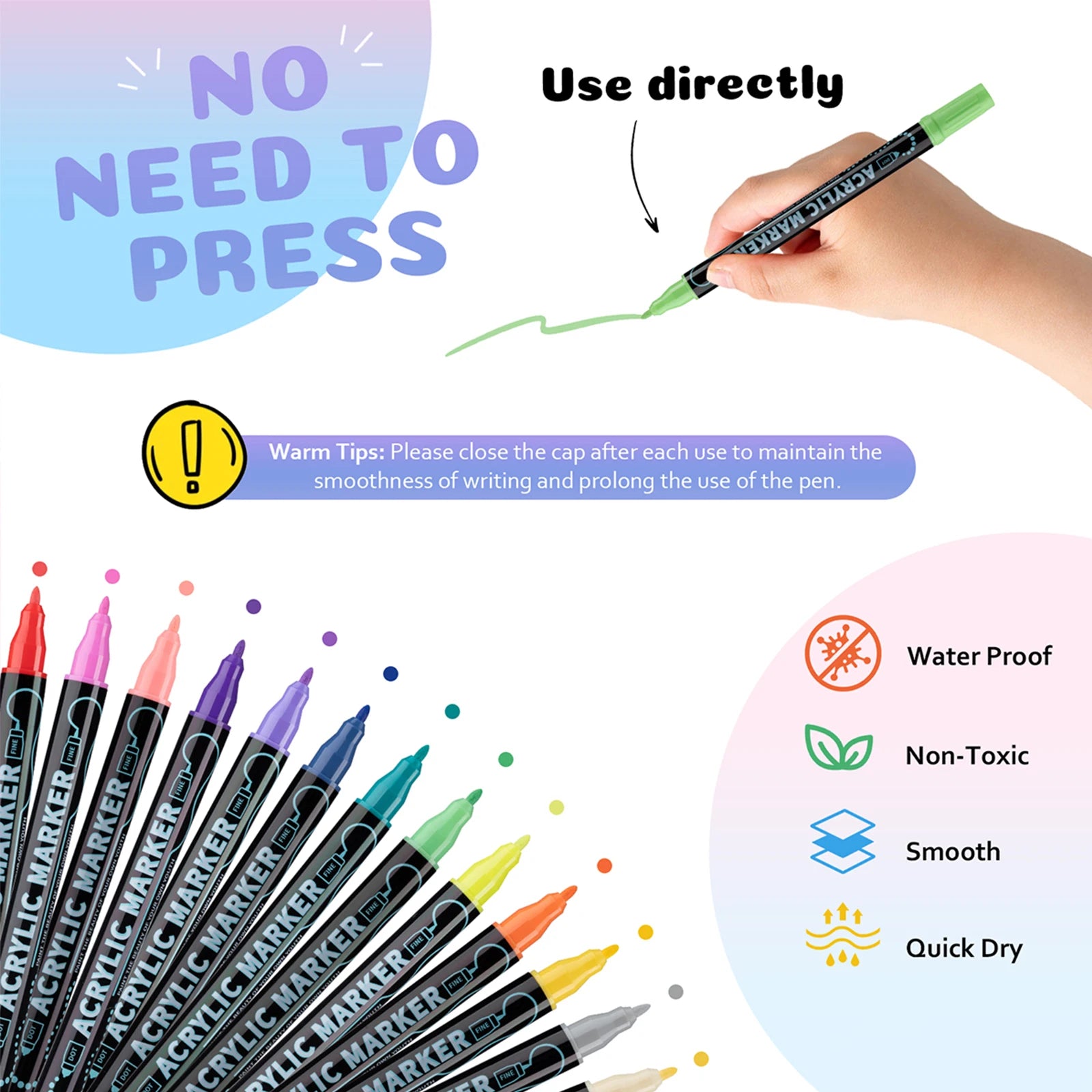 12/24/36/48 Colors Dual Tip Acrylic Paint Pens Markers for Wood Canvas Stone Rock Painting Glass Ceramic Surfaces DIY Crafts