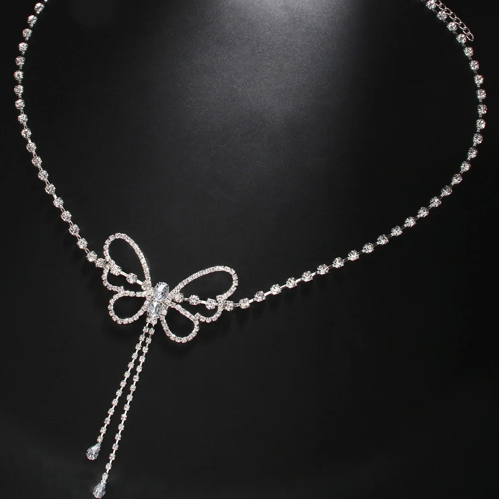 Fashion Bling New Luxury Rhinestone Butterfly Waist Chain, Charm Crystal Chain, Gift Belly Jewelry for Girls, Nice Sexy Body Bikini Rave