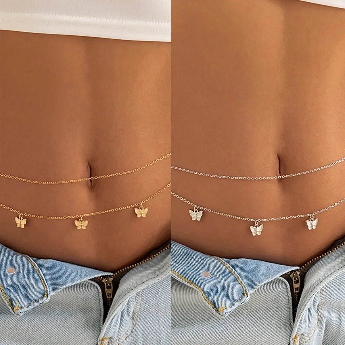 Klassische Retro süße Schmetterling Taille Bauchkette für Frauen Sommer Strand einfache Körperkette Urlaub Schmuck Zubehör Geschenk