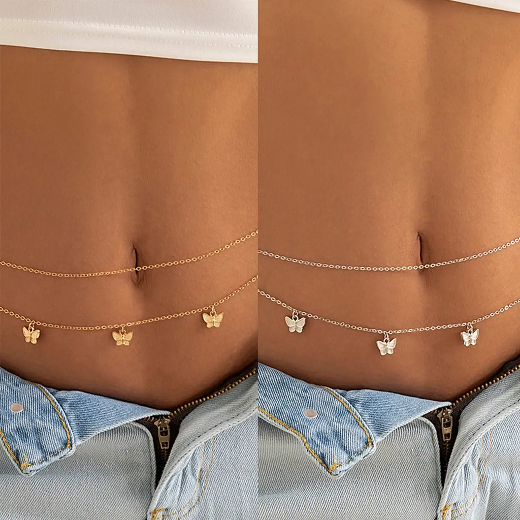 Klassische Retro süße Schmetterling Taille Bauchkette für Frauen Sommer Strand einfache Körperkette Urlaub Schmuck Zubehör Geschenk