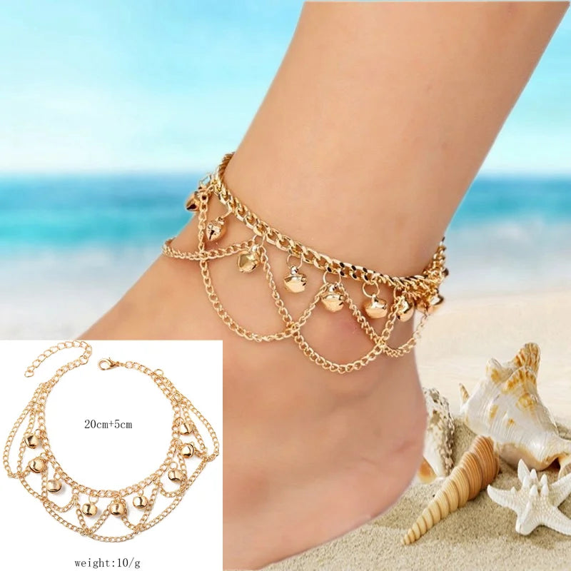 Neue Mode Sommer Strand Fuß Kette Schmuck Für Frauen Exquisite Gold Silber Farbe Glänzenden Strass Ankle Armbänder Fußkettchen