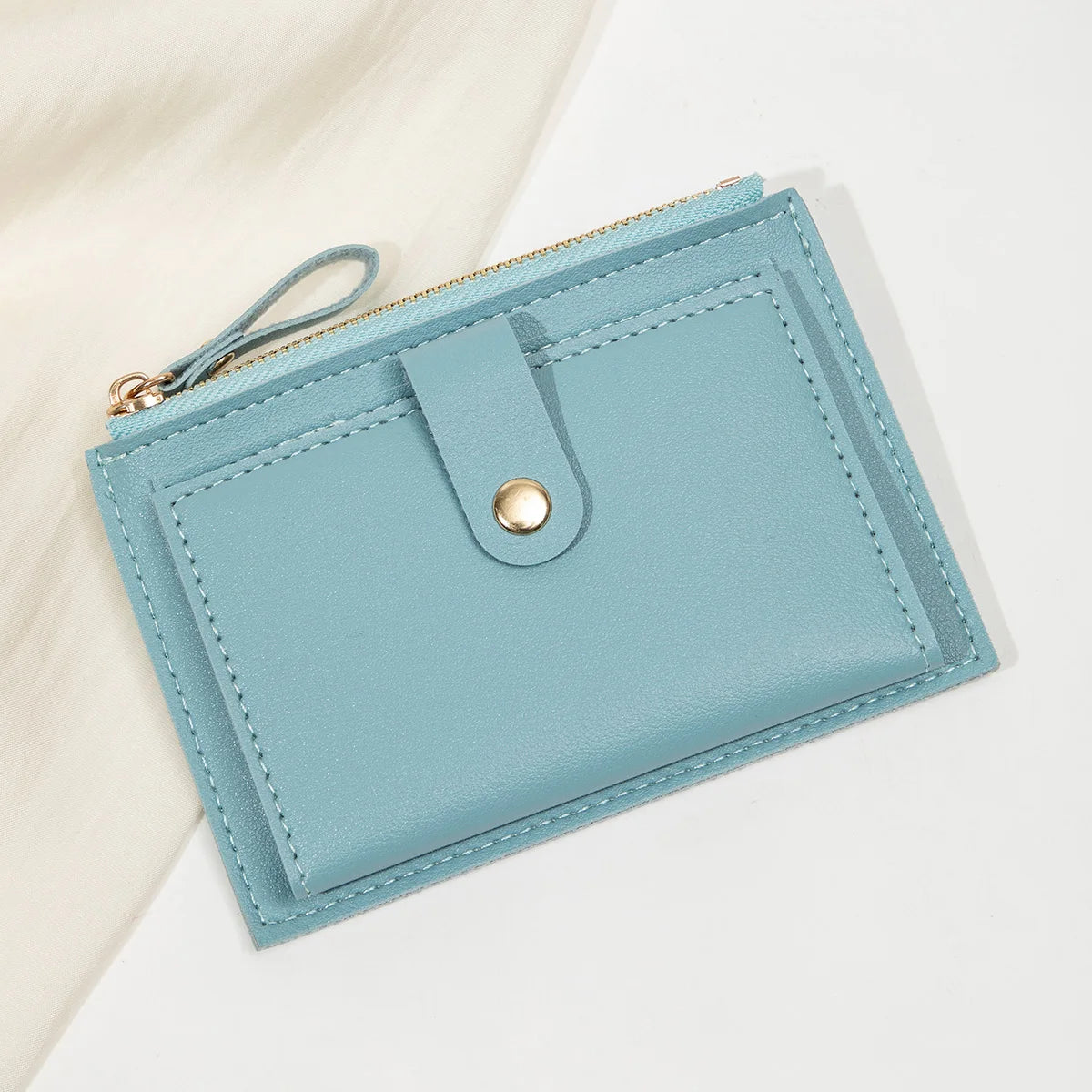 Adorable Minimalist And Fashionable Women's Short Card Bag, Thin Mini PU Leather Wallet, Amazing women's credit card holder wallet, Stunning Trendy Practical Gift For Cute Girls, Lovely Pink Wallet, Nice Blue Color, Kind Pink