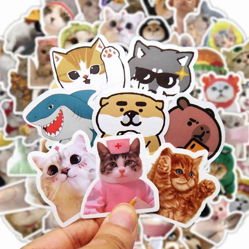 16 Style Funny Dog, Nice Cat Animal Meme Waterproof Graffiti Sticker Aesthetic Decorative Luggage Laptop Phone Scrapbook Kids Stickers