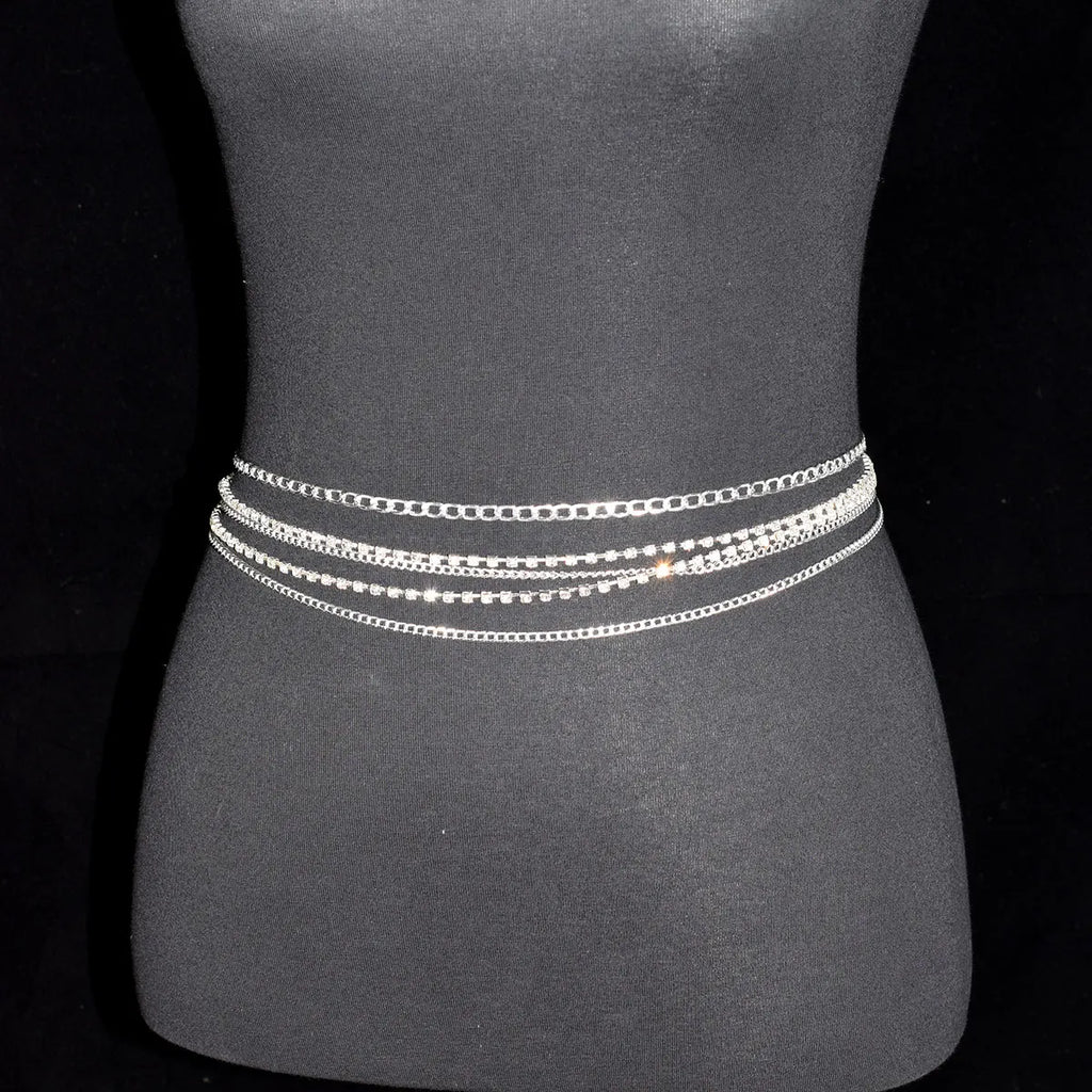 Sexy Shiny Women's Body Jewelry, Fashion Love Crystal Waist Chain With Rhinestone Music, Unique Beach Party Clothing Accessories