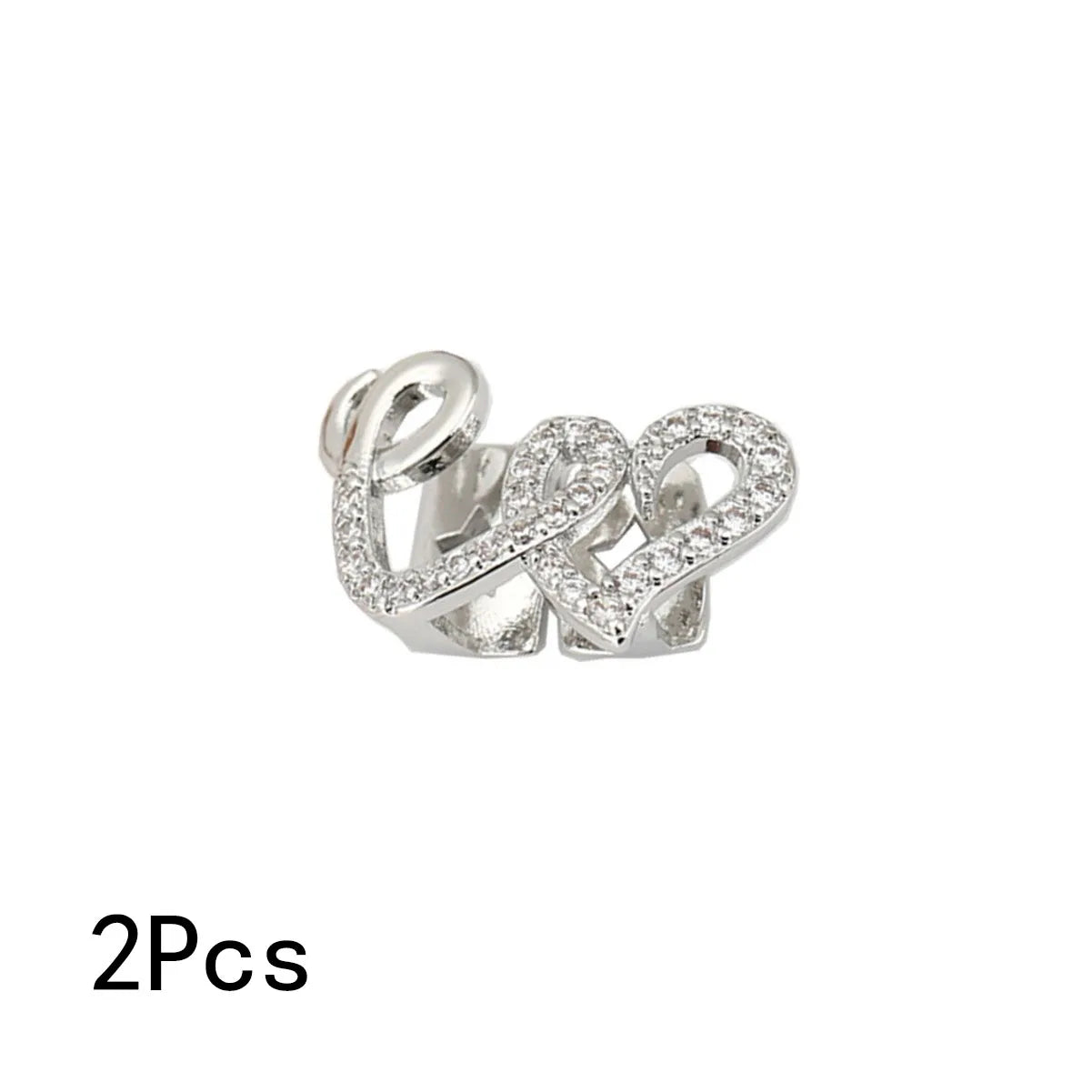 1/2/5Pcs Punk Copper Double Heart Teeth Caps for Women And Men, Hip Hop Zircon Hollow Love Tooth Grillz Couple Jewelry Accessories
