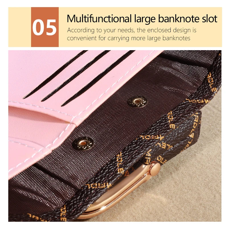 New Wallet Women's Wrist Strap Short Old Flower Zero Wallet Large Capacity Coin Clip Bag Letter Multi Card Card Bag Money Clip