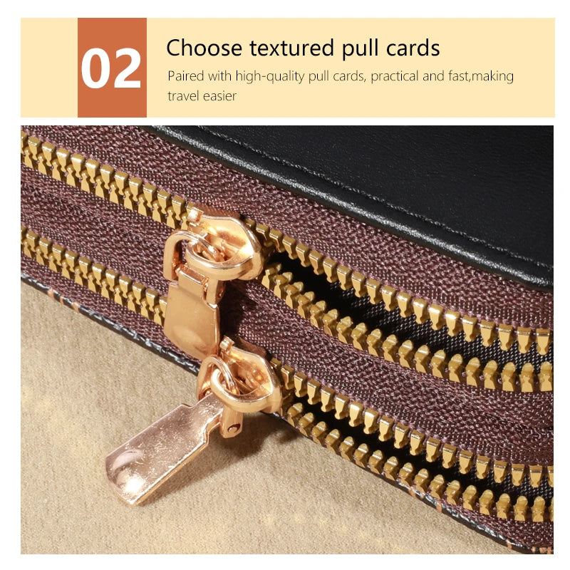 RFID Protection Mini Wallet - Chic Faux Leather with Double Zipper, Multiple Card Slots & Slip Pocket, Compact Classic Clutch