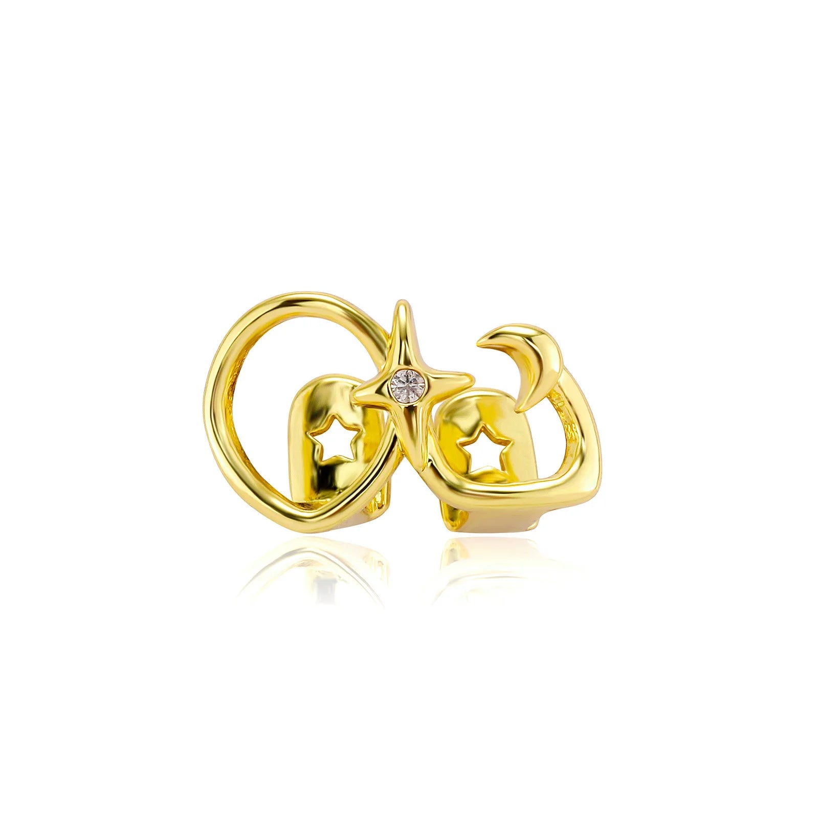 RACHELZ Hip Hop Cute CZ Stone Star Teeth Grillz Braces Gold Color Y2K Elegant Shiny Zircon Tooth Caps For Women Men Punk Jewelry