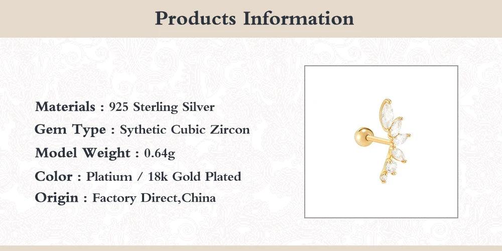 925 Sterling Silver 1pc, Geometry Multi Piercing Stud Earrings For Women, K Gold Simple Elegant Tassel Jewelry, beautiful Gift