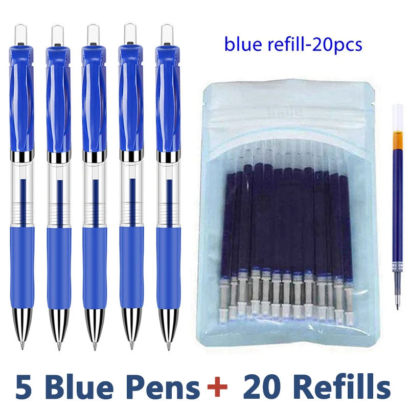 Retractable Ballpoint pen Set Black/red/blue ink for writing 0.5mm Gel Pen refills Office accessories school supplies Stationery