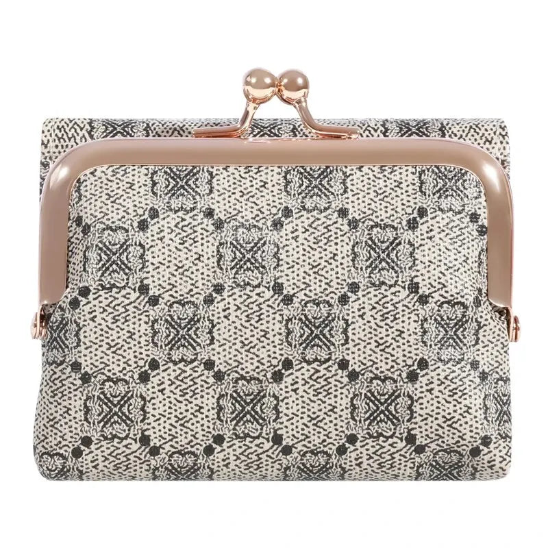 New Wallet Women's Wrist Strap Short Old Flower Zero Wallet Large Capacity Coin Clip Bag Letter Multi Card Card Bag Money Clip