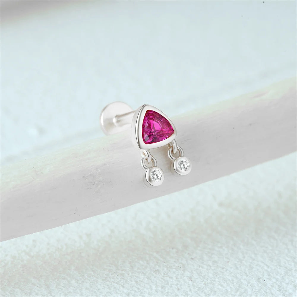 925 Sterling Silver 1pc, Geometry Multi Piercing Stud Earrings For Women, K Gold Simple Elegant Tassel Jewelry, beautiful Gift