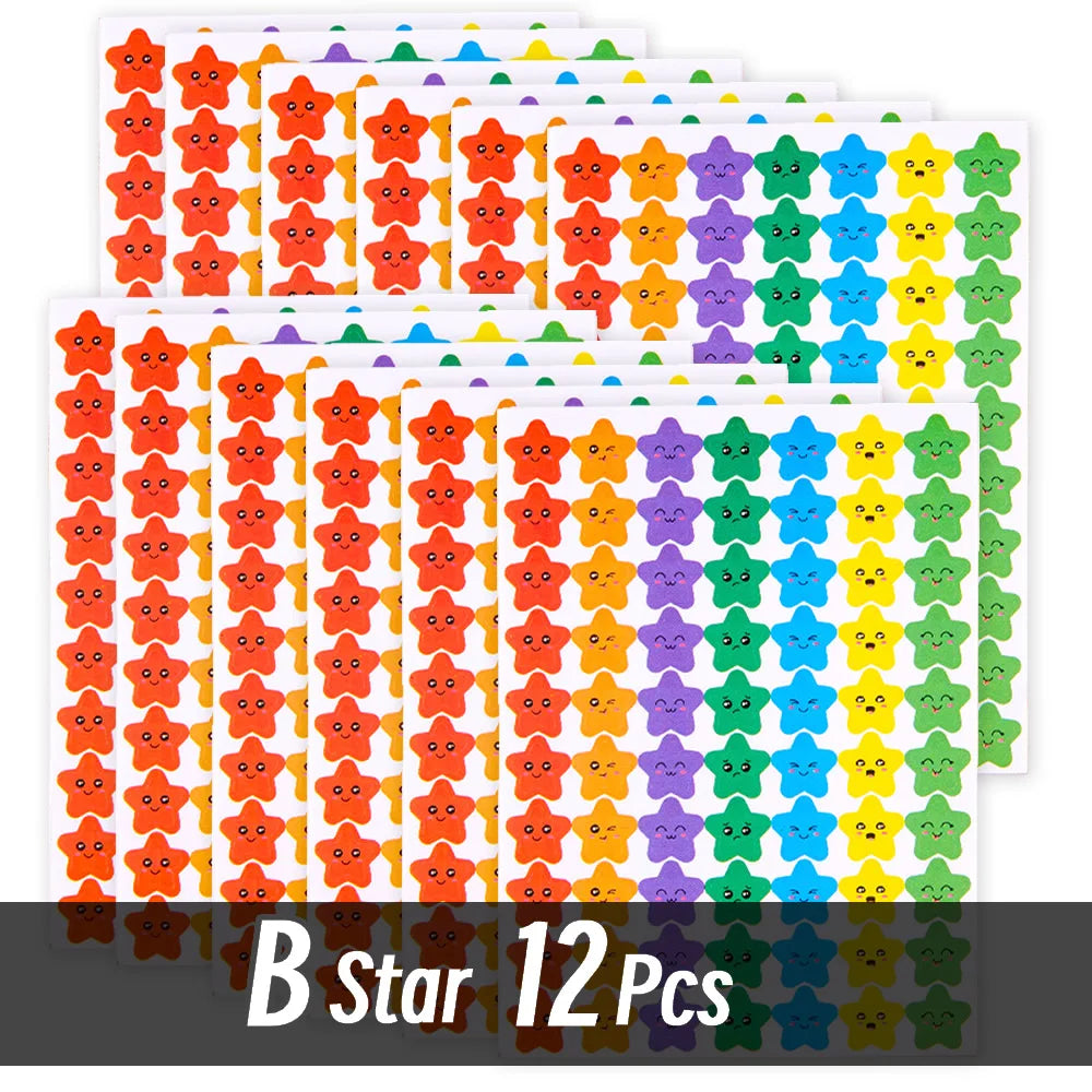 4200 Sheet Heart/Circle/Stars Reward Sign Stickers Pack DIY Skateboard Suitcase Stationery Decals Decor Phone Laptop Gift Toys