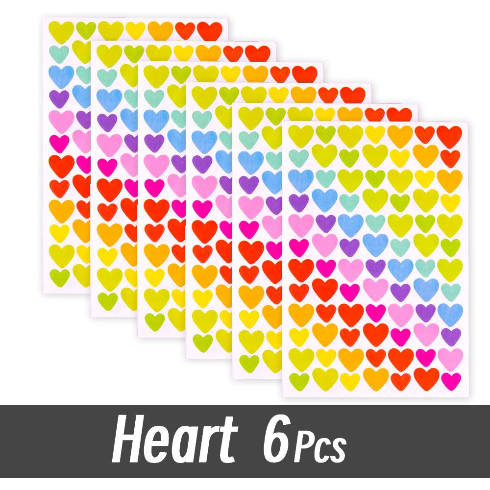 4200 Sheet Heart/Circle/Stars Reward Sign Stickers Pack DIY Skateboard Suitcase Stationery Decals Decor Phone Laptop Gift Toys