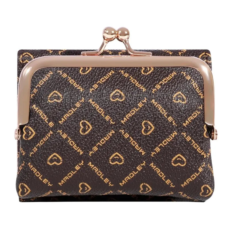 New Wallet Women's Wrist Strap Short Old Flower Zero Wallet Large Capacity Coin Clip Bag Letter Multi Card Card Bag Money Clip