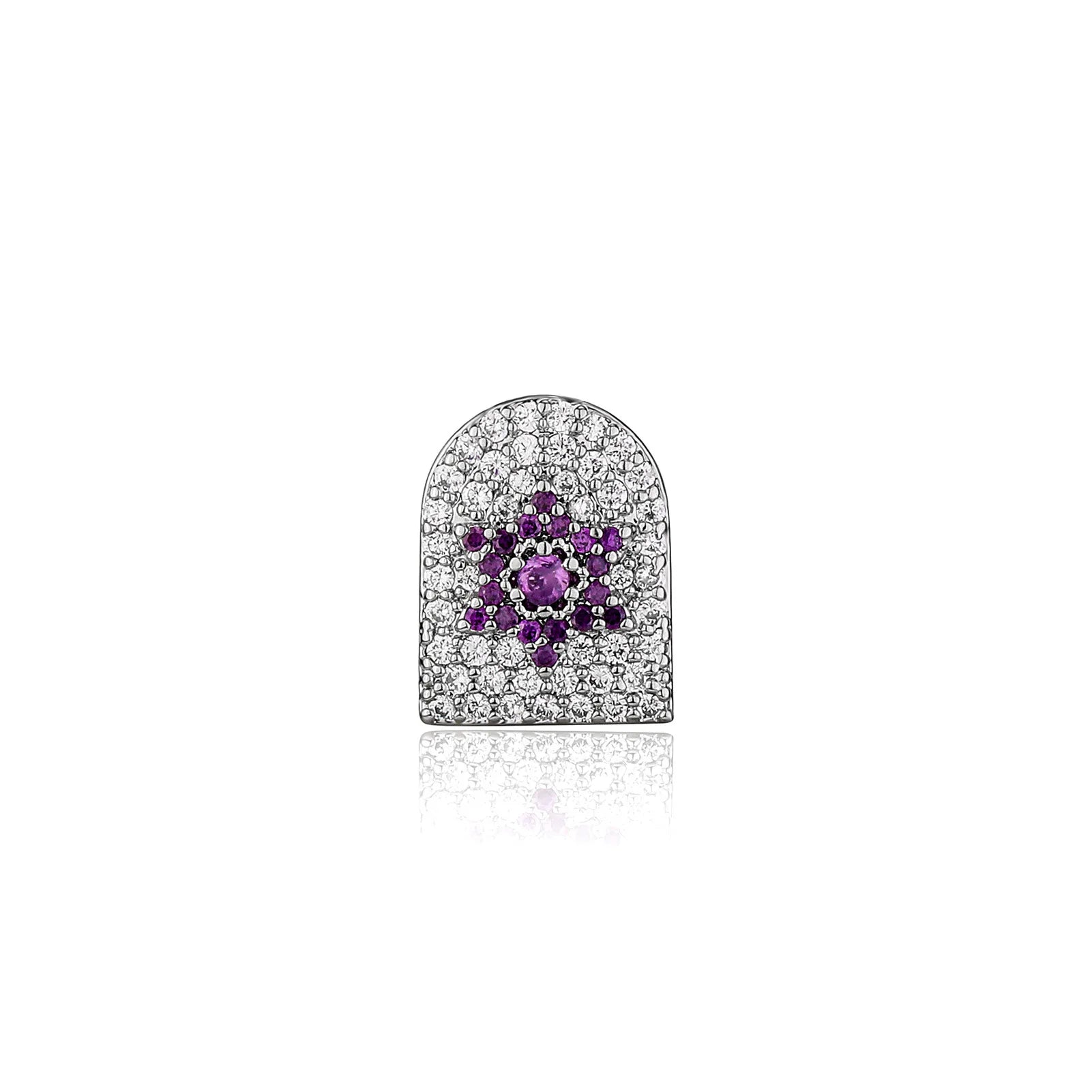 Pretty Hip Hop Single Purple Sun Zircon Teeth, Grillz Dental Grills Silver Color, CZ Stone Tooth Caps For Cute Girls, New Gift Jewelryelry