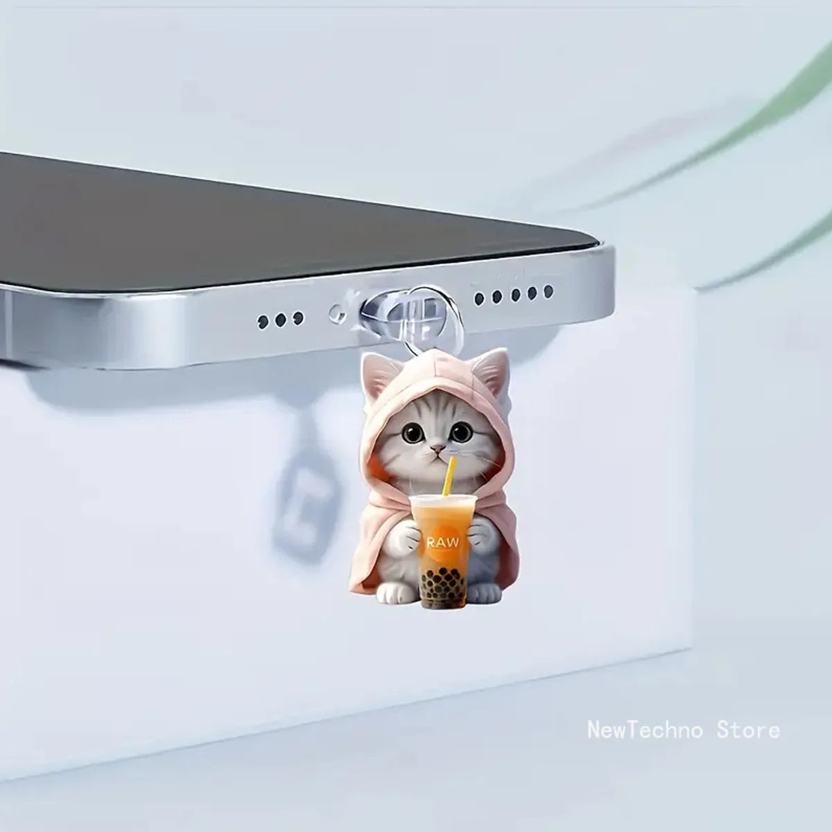 Cute Cat Decorative Accessories, Girly Hanging Accessories Universal Dust Plug Phone Gift, Attractive Dust Plug for iPhone And Samsung Type-C Interface