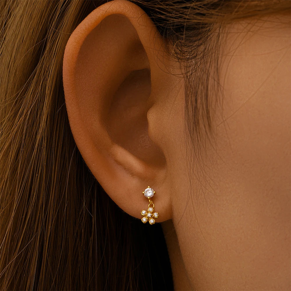 925 Sterling Silver 1pc, Geometry Multi Piercing Stud Earrings For Women, K Gold Simple Elegant Tassel Jewelry, beautiful Gift