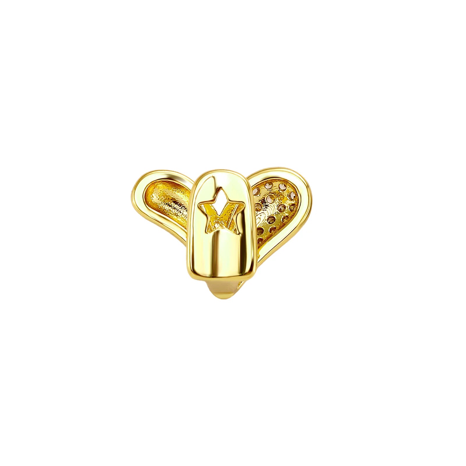 TOPGRILLZ Iced Out Cubic Zirconia Heart Teeth Grillz Vintage Single Tooth Caps For Unisex Jewelry Christmas Gift Dental Grills