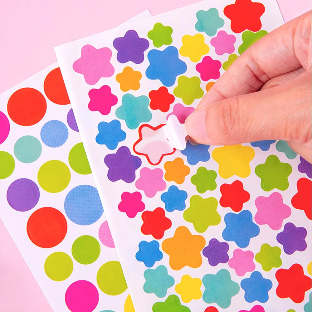 4200 Sheet Heart/Circle/Stars Reward Sign Stickers Pack DIY Skateboard Suitcase Stationery Decals Decor Phone Laptop Gift Toys