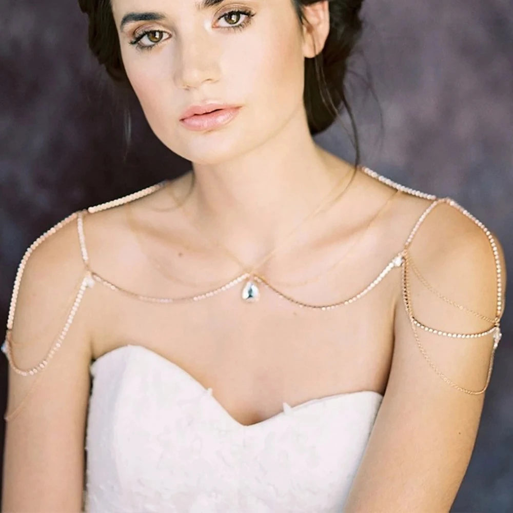 Unique Rhinestone Shoulder Chain Wedding, Pretty Bridal Jewelry, Kind Sexy Shoulder Body Chain Bling, Crystal Water Drop Necklace For Girls, The Best Christmas Gift for Girls