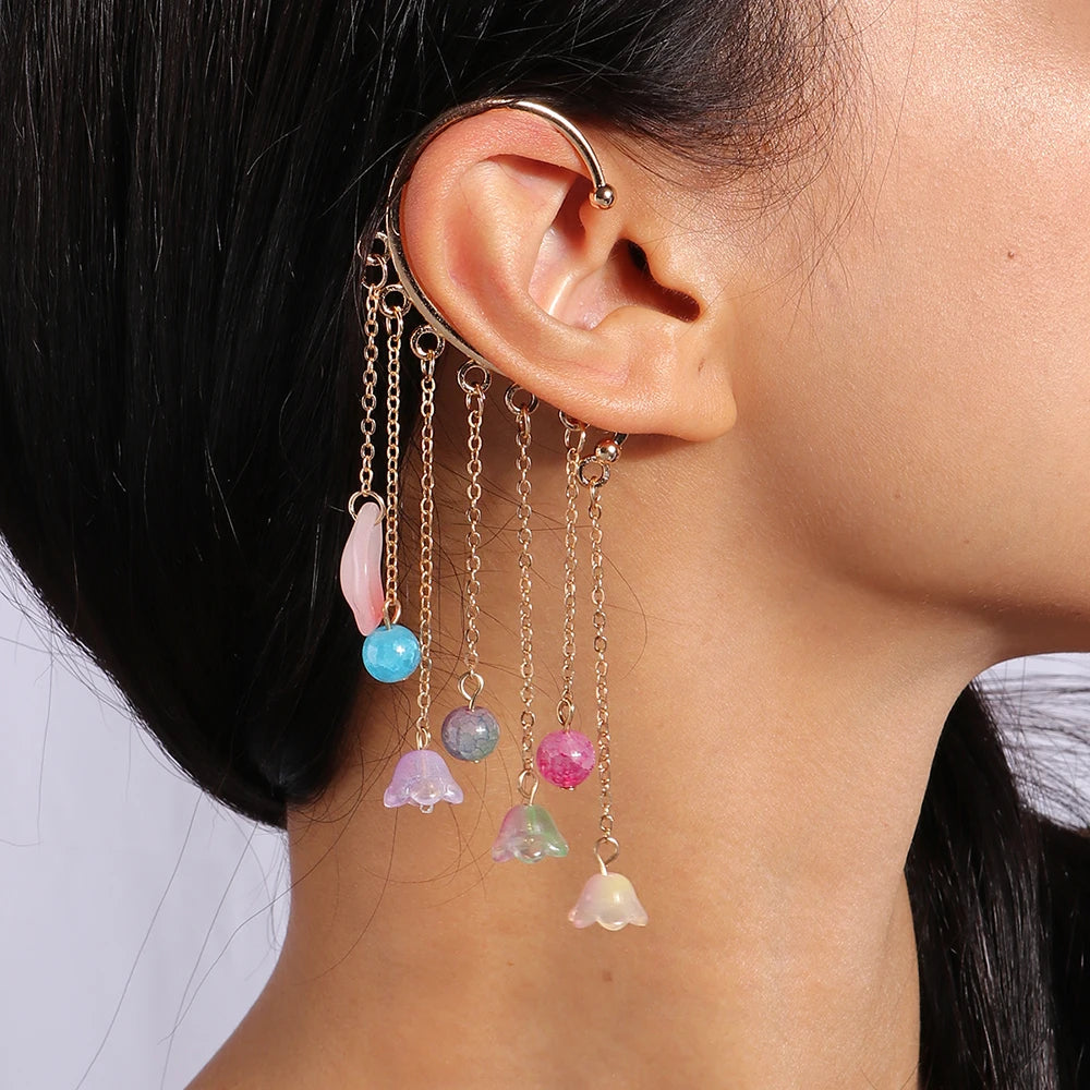 Charm Bohemian Pearls Stone Ear Cuff, Wrap Stud Clip Earrings For Girl, Trendy Earrings Jewelry Bijoux