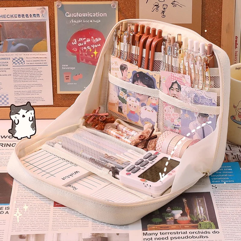 Large Capacity Pencil Case Kawaii Pencil Boxes for Girls Cute Korean Stationery School Supplies Pen Pouch Organizer