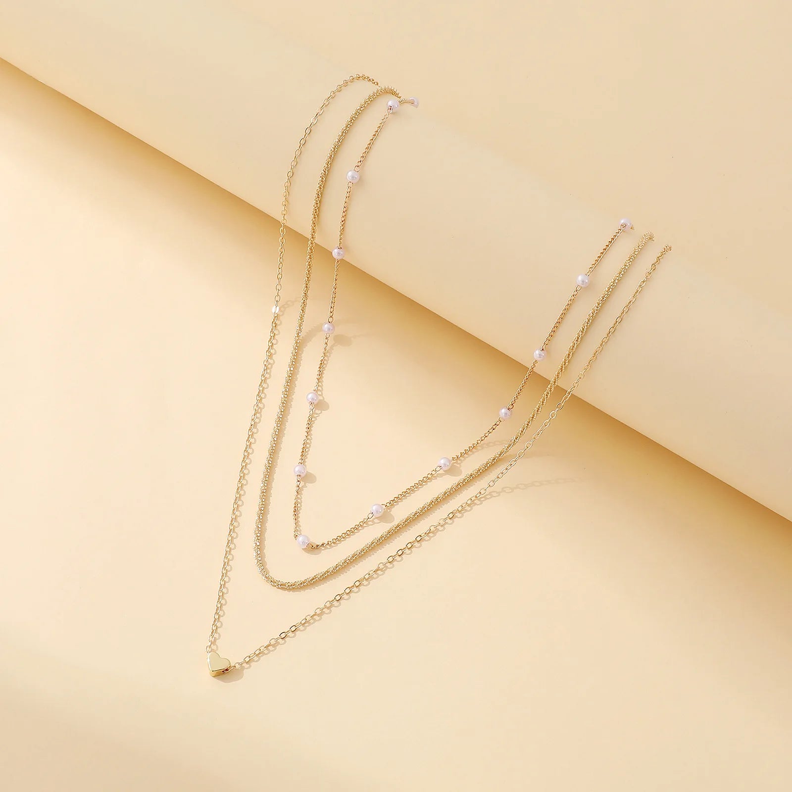 Mehrschichtige Perle Kreuz Liebe Herz Anhänger Halsketten für Frauen Gold Farbe Mode Schlüsselbein Halskette 2024 Trend Schmuck