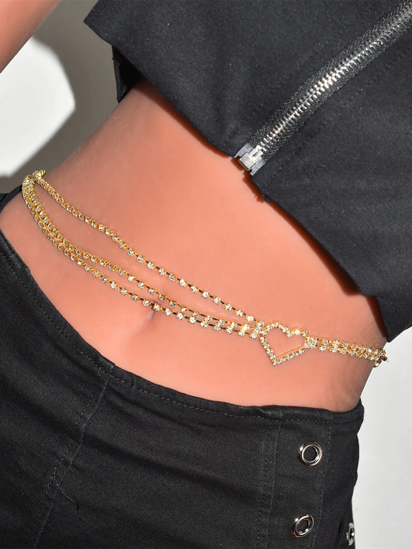 Sexy Shiny Women's Body Jewelry, Fashion Love Crystal Waist Chain With Rhinestone Music, Unique Beach Party Clothing Accessories