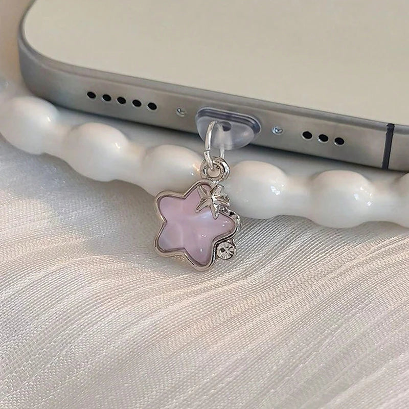 Cute Diamond Star Phone, Stylish Dust plug Accessories Decoration, Hanging Pendant for iPhone And Samsung Type-C Charging Port, Wonderful Girly Gift