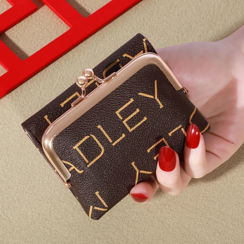 New Wallet Women's Wrist Strap Short Old Flower Zero Wallet Large Capacity Coin Clip Bag Letter Multi Card Card Bag Money Clip